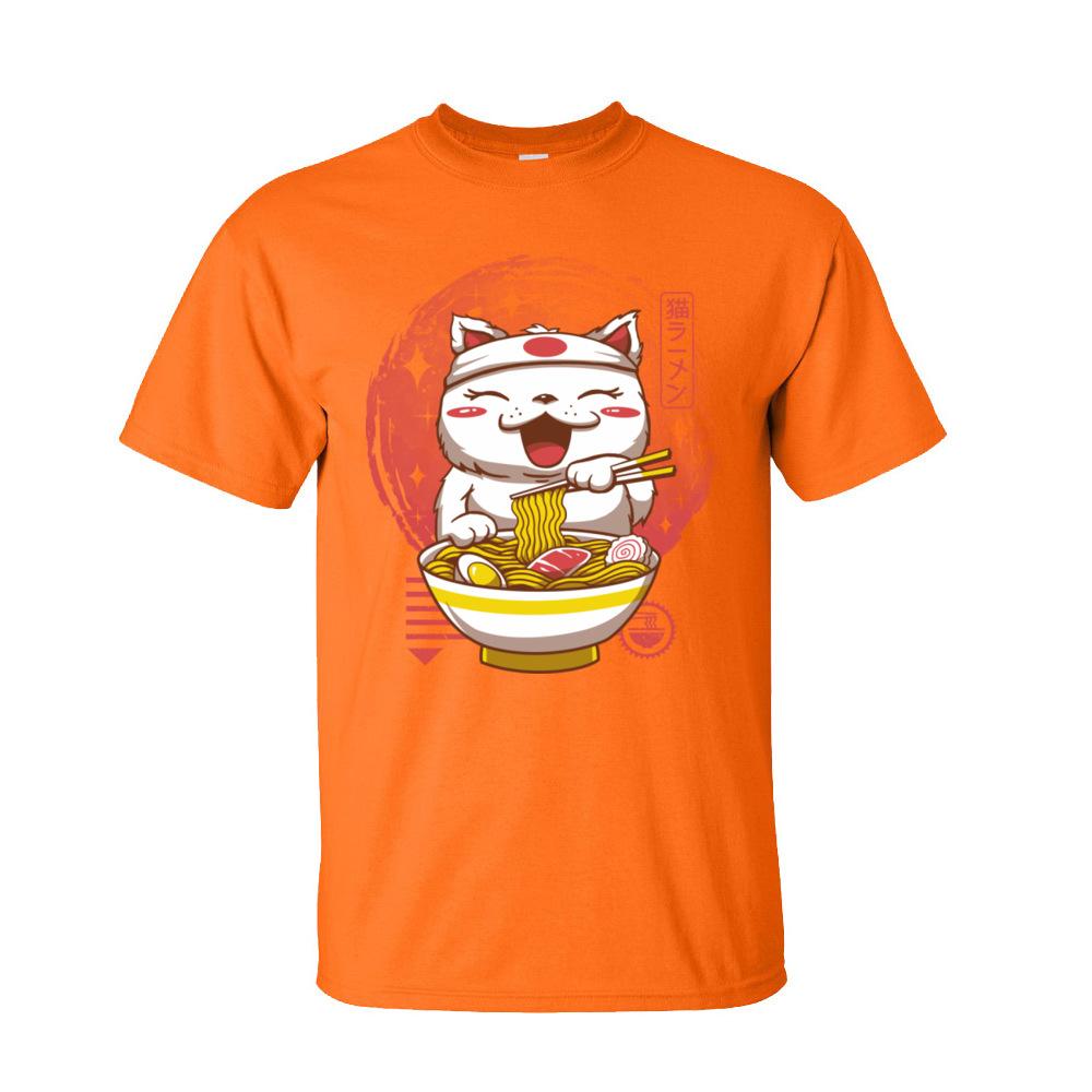 Neko Ramen Tops  Tees Adult Kawaii Cartoon Tshirt Men Graphic Cat Noodle Lover 100 Cotton Short Sleeve T Shirt