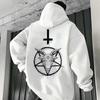 666 logo Autumn and winter casual pullover top, Devil print men's hoodie, 2025 streetwear Gothic Satan sweatshirt