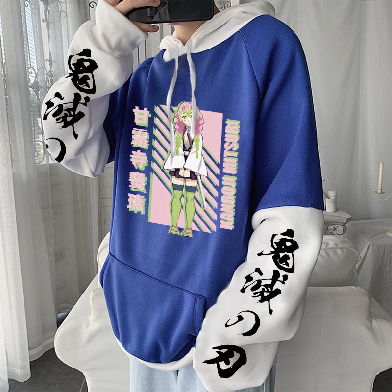 Anime Demon Slayer Mitsuri Kanroji Cute Cartoon Print Hooded Men Women Aesthetic Hoodies Oversized Pullover Harajuku Sweatshirt
