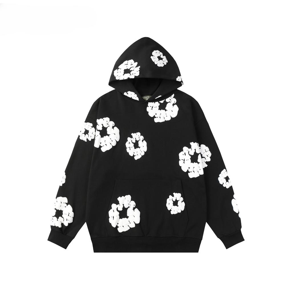 European and American 100%Cotton Foam Printed Hoodie Men's and Women's Hoodies