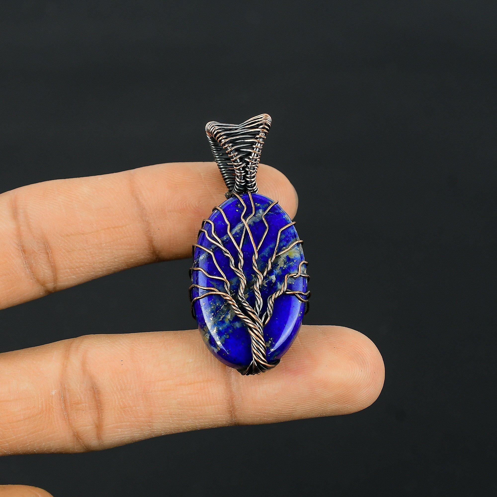 

Lapis Lazuli 999 Copper Wire Wrapped Pendant, Handmade Gemstone Pendant Jewelry, Gifts For Wife Brand New Pendant 2.55 Inches