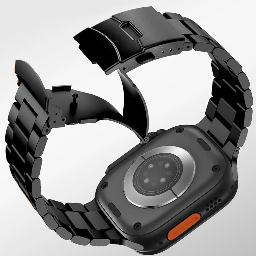 

Чорно-помаранчевий ремінець для Apple Watch Ultra 49 мм Серії 10 46 мм Розкішний чоловічий зап ястний ремінець для Серії 9 8 7 6 5 4 SE 49 мм 46 мм 45 мм 44 мм 49mm 46mm 45mm 44mm чорний