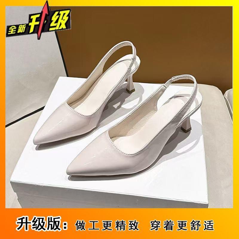 Fashion commuter temperament versatile women's single shoes 2025 spring and summer new French pointed head shallow mouth stiletto sandals women