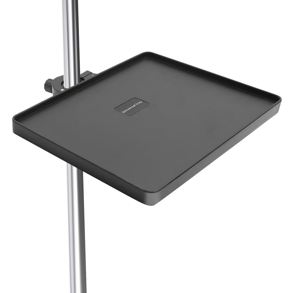 X-STYLE Metal Microphone Stand Tray, Music Stand, and Accessories Holder for Sheet Music, Smartphones, Tuners, and Picks, Black (220165cm)