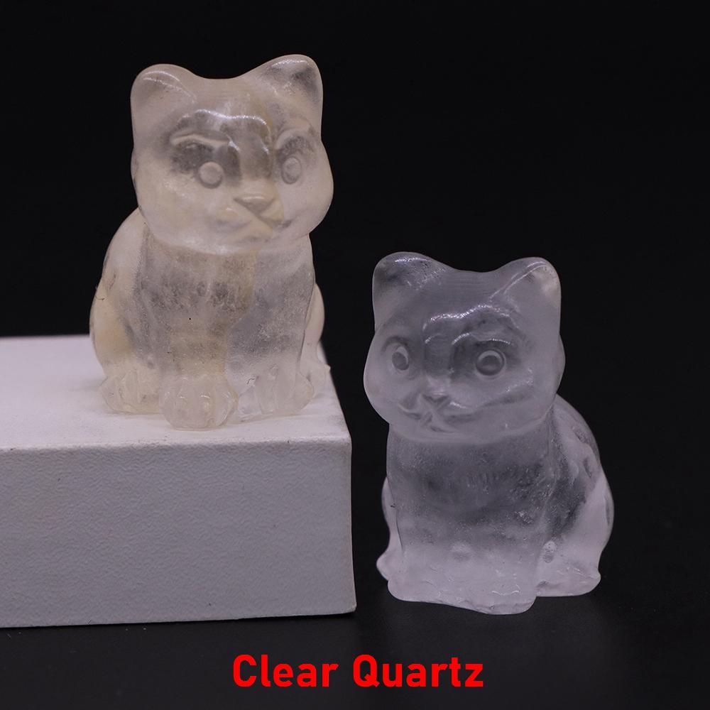 30mm Niedliche Katzenstatue Naturstein Kristall Handgeschnitzt Heilendes Tierfigur Reiki Edelstein Handwerk Heimdekoration Feiertagsgeschenk