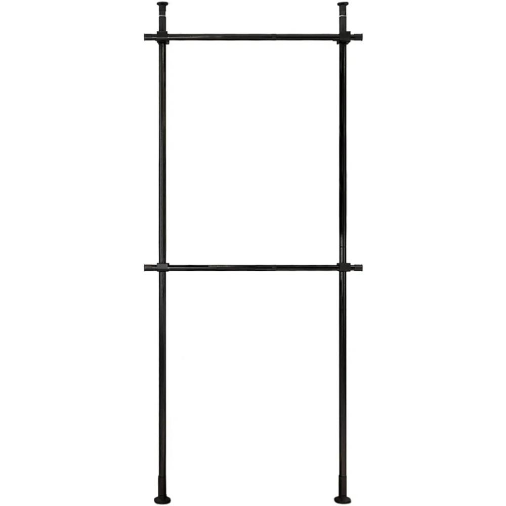 

2-Tier Free-Standing Fabric Wardrobe Hanging Rack, Metal Height-Adjustable Clothing Rack чорний
