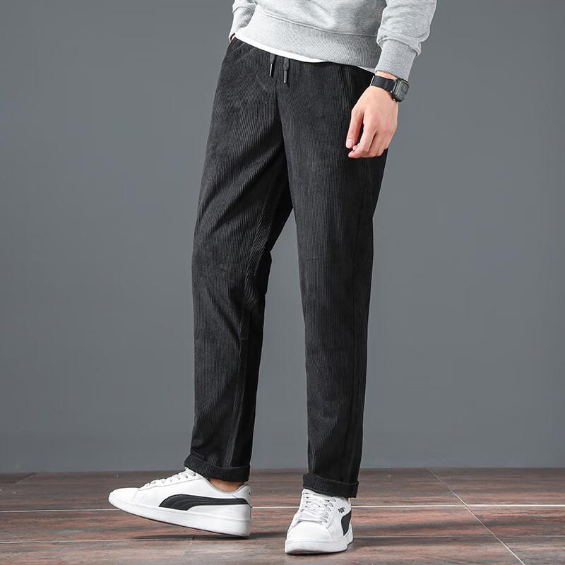 Men's Corduroy Fleece-Lined Drawstring Jogger Pants