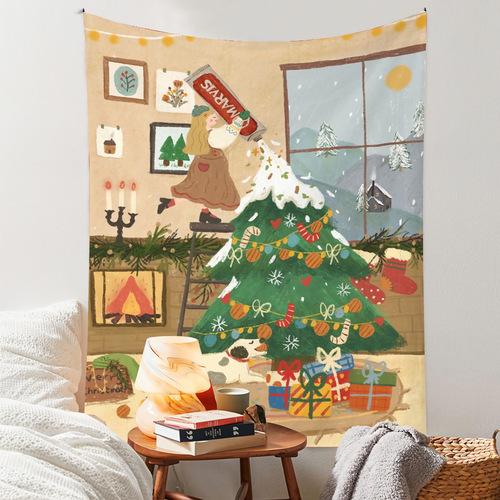 Tapestry Christmas Background Cloth Party Atmosphere Wall Hanging Cloth Bedroom Decoration Christmas Tree Tapestry