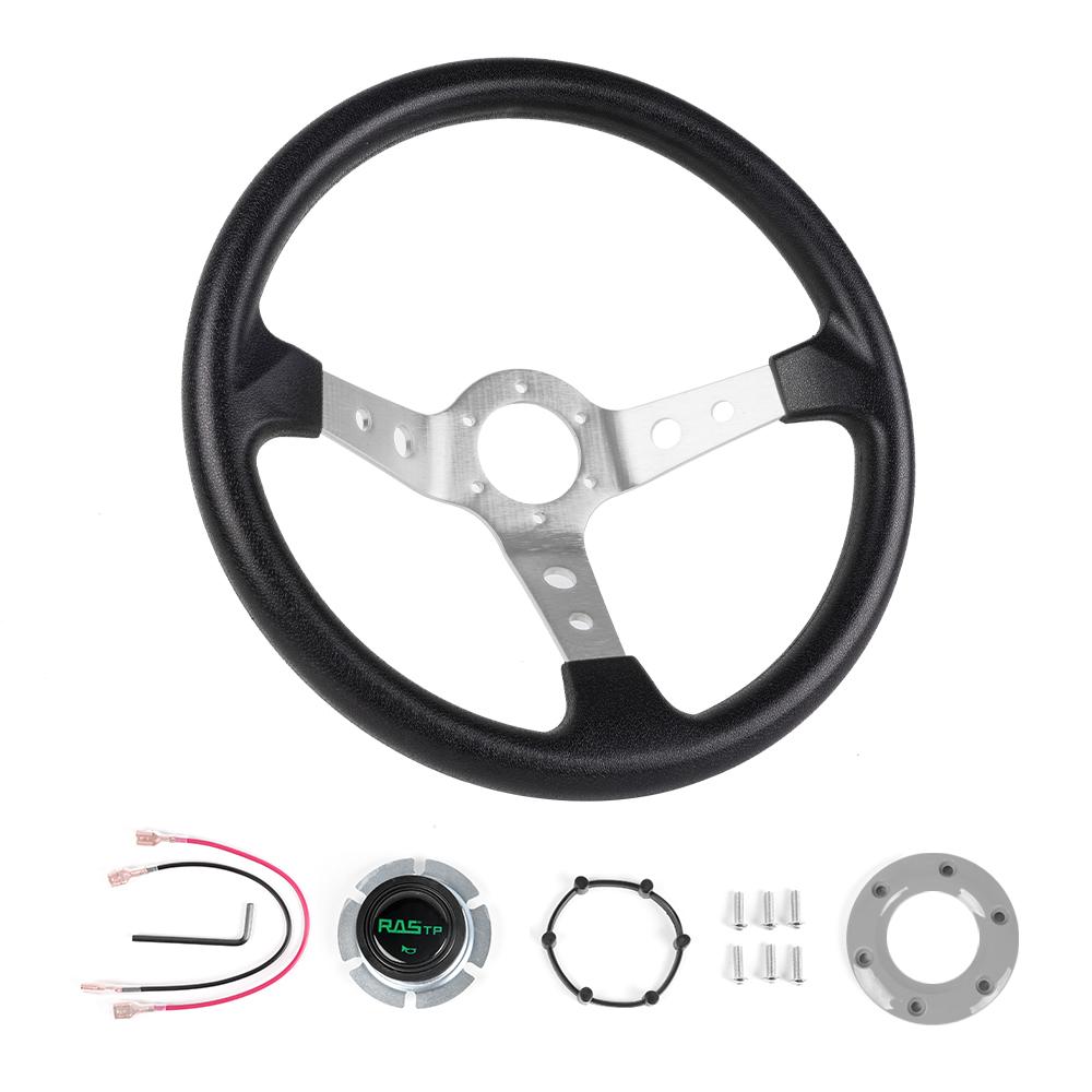 Universal 14inch 350mm Car Racing Steering Wheels Aluminium PU Deep Corn Dish Sport Drifting Steering Wheel STW020