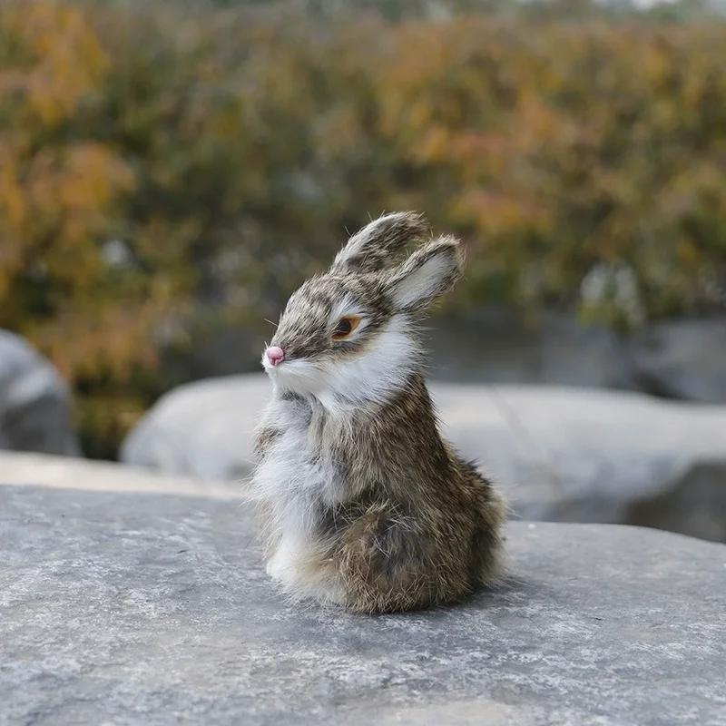 Simulated Rabbit Animal Model Miniature Ornament Home Decoration Crafts Simulated Animal Rabbit Fur Gift Statues Wholesale