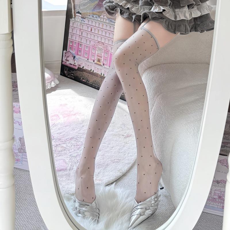Ultra-Thin Aurora Oily Suspender Stockings Pure Polka Dot Od Lace Sex Silk Is Good To Wear Suspender Integrated Socks