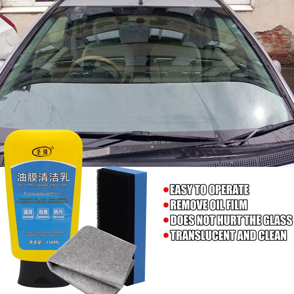 150ml Car Glass Cleaner Repairer Oil Film Remover Removing Paste Automobile Accessories Windshield Oil Film Cleaner With Sponge