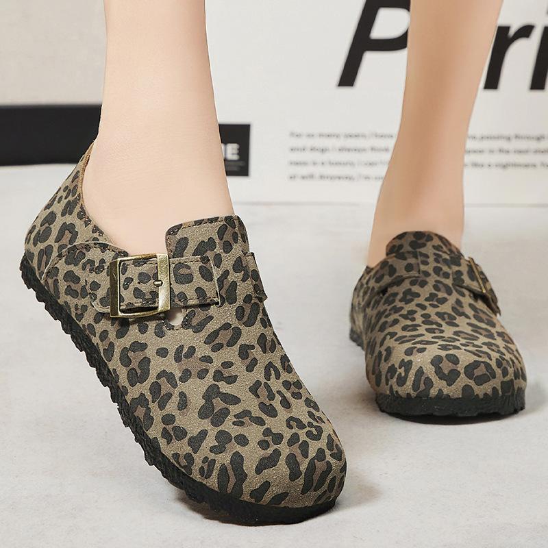 New Women's Comfort Sandals - Leopard Print Leather Upper One Foot Stirrup Lightweight Cool Non-Slip Cushioning Anti-Odor Breathable and Cool