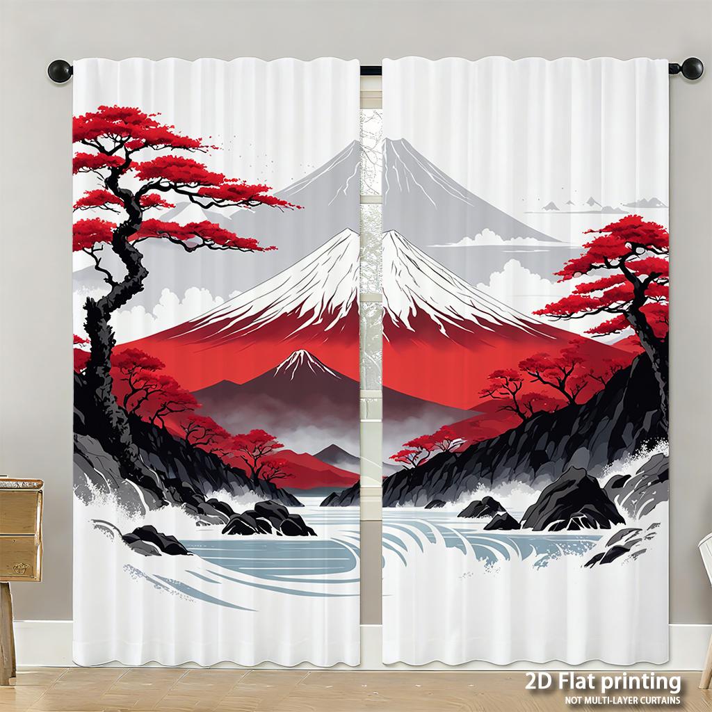 Piece Set High Definition Digital Printed Curtainsred Background Christmas Ornaments Snowman Festive Holiday Decorhome Deco Curtain Made Of Polyester