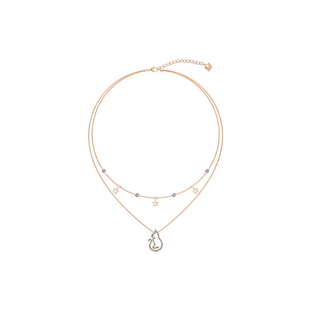 Swarovski Cattitude Moonlight Cat Double-Sided Necklace Women necklace Rose-Gold 5566726