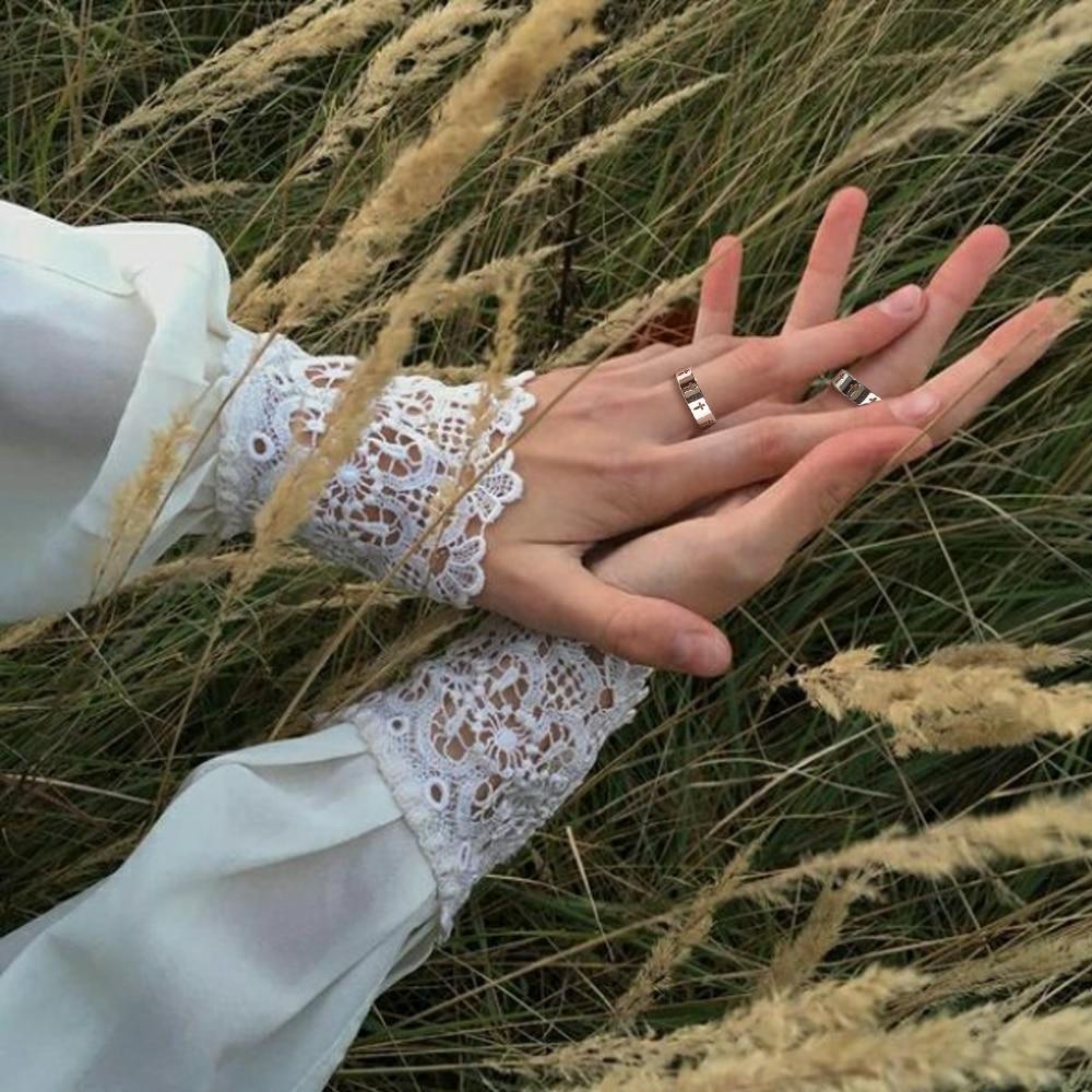 Stainless Steel Couple Rings Stylish Jewelry  Color Color Supernatural Cross Women 'S Men 'S Finger Ring Engagement Bridal Bridal Present Gift