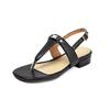 Fashion Low Sandals Woman Leather Large Size 2025 Summer Flip Flops Platform Female Shoe Clear Heels Low-heeled Comfort Big Corrective G