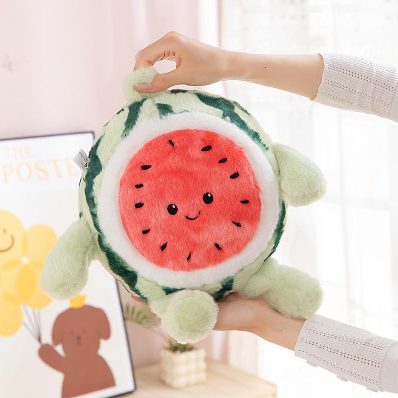 Cute running watermelon plush toy simulation fruit throw pillow doll children's birthday gift
