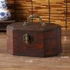 Vintage Wooden Jewelry Box Octagonal Design Storage Container with Lid and Handle Gift Box Snacks Dried Fruits for Home Decors