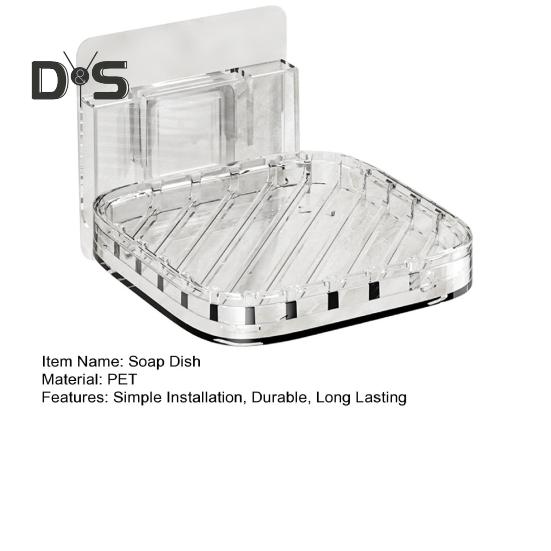 Nástěnný box na mýdlo s odnímatelnou odtokovou vaničkou Silná nosná samolepicí Stojan na mýdlové misky se snadnou instalací