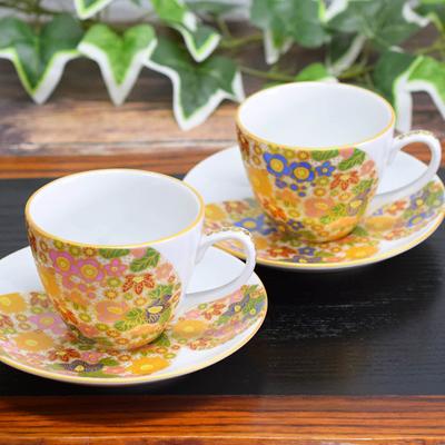 Kaffekop og Underkop Sæt Kutani Keramik Hanazume Stilfuldt Keramikmærke Bordstel Fremstillet i Japan &