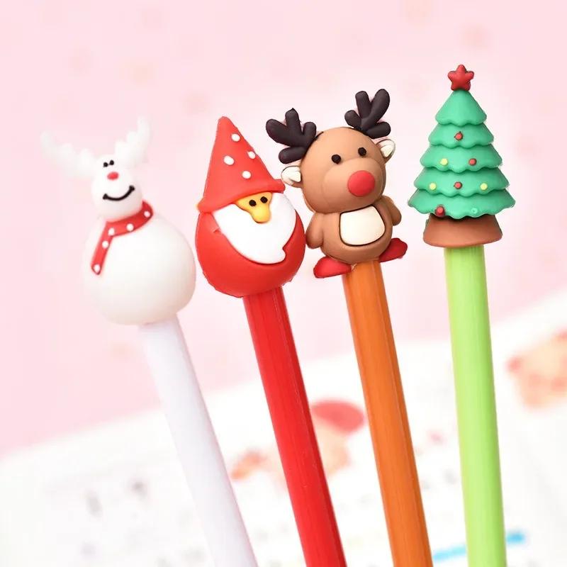 Kawaii Creative Cartoon Gel Pen 0.5mm Black Santa Claus Christmas Gift Series Neutral Student Stationery Office Signature Pens