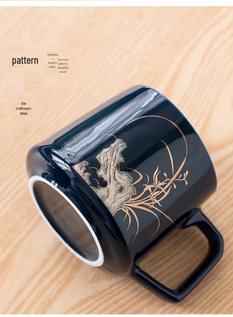 Jilan Ceramic Office Tea Brewing Cup with Lid - Customizable Business Gift
