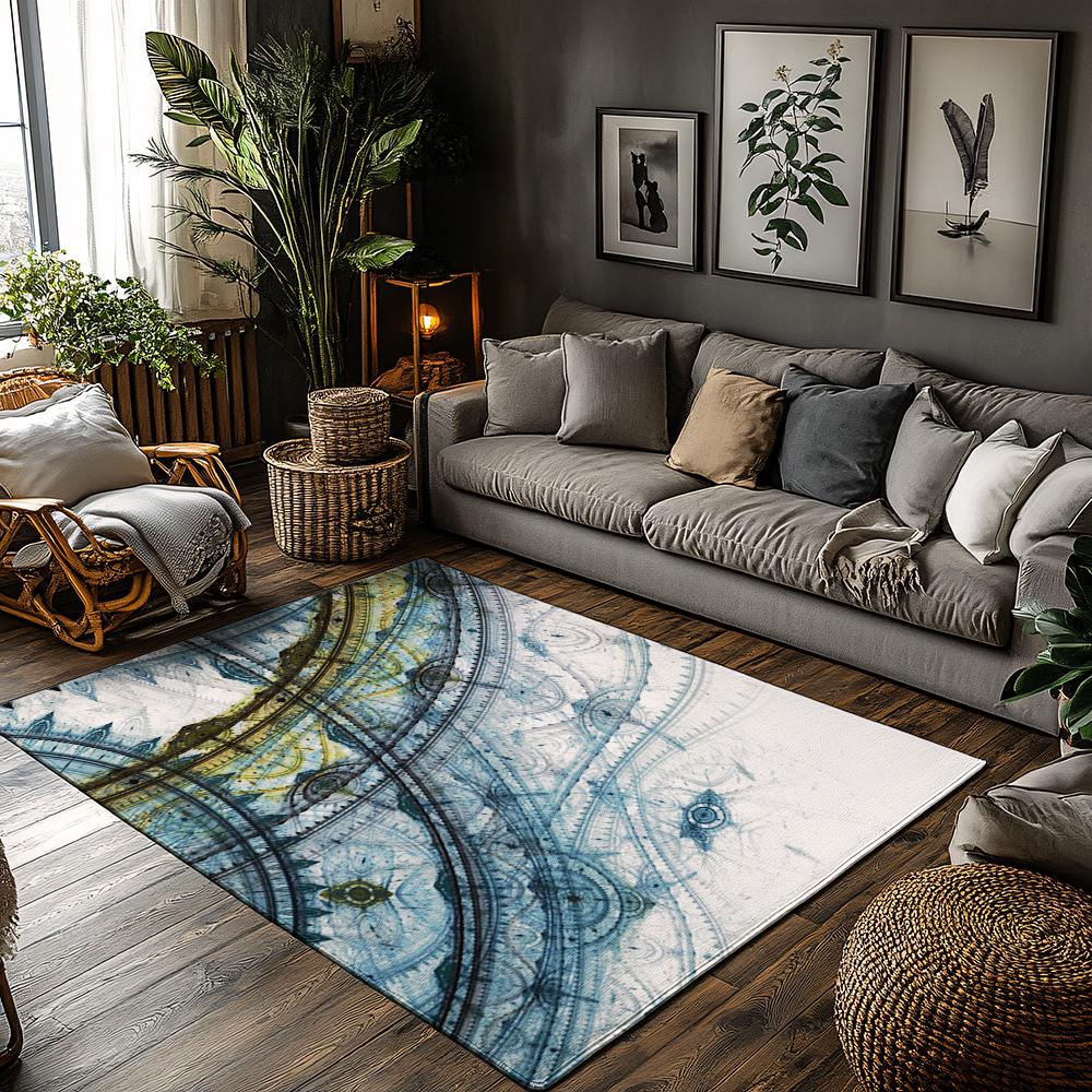 

Tuniu Винтажный ковер-компас Синий Серый Декоративный домашний напольный коврик Ковер для гостиной Противоскользящий коврик 50x80cm20x31in