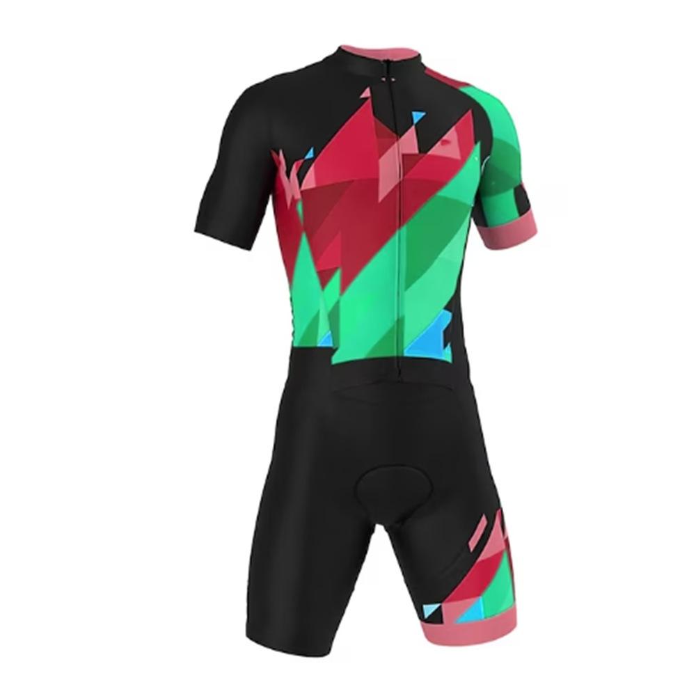 

2026 Men s and Women s Summer Short-sleeved Triathlon Onesie Blue and Red Color Matching Cycling Clothes Cycling Clothes XXXL