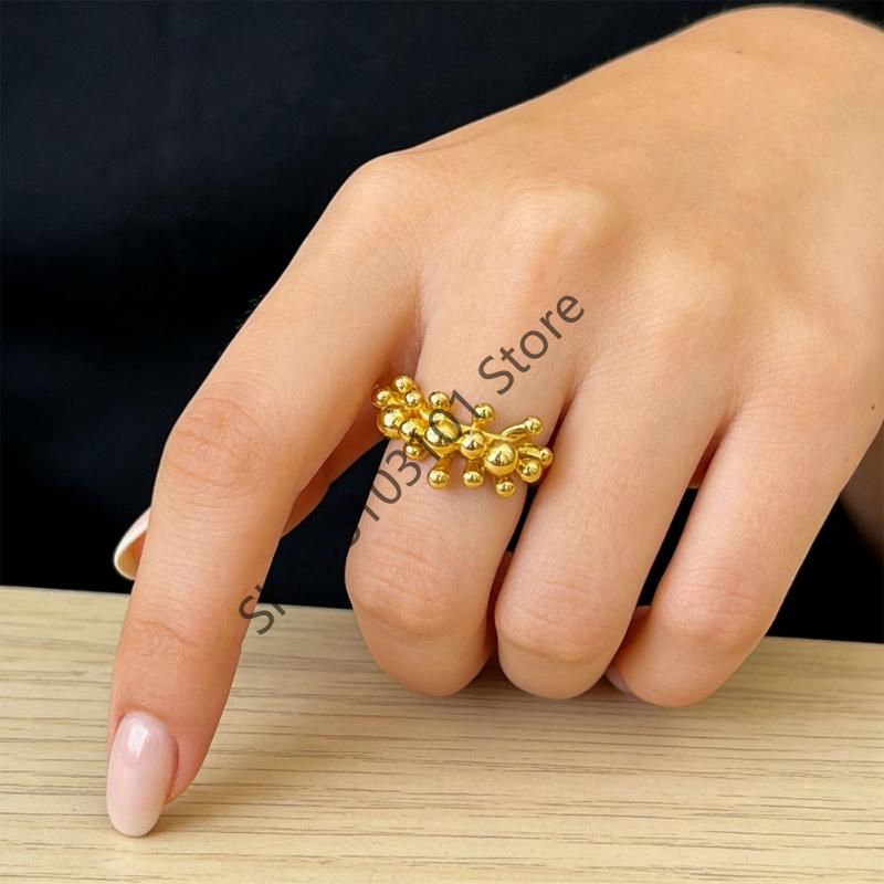 Vintage Metall Perlen Ball Offenen Ring Für Frauen Europäische Und Amerikanische Persönlichkeit Übertrieben Trend Finger Schmuck Geschenke