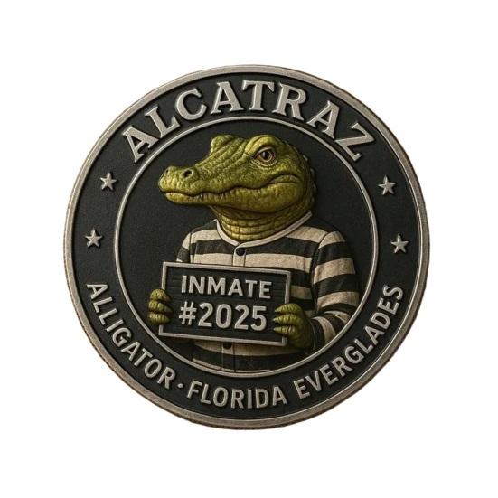 Krokodýl Vězeň Mugshot Mince Florida Everglades Vězeňské Memorabilia Mince Vtipná Historie Zločinu Výzvová Mince Sběratelský Dárek pro Muže Sběratele Mincí