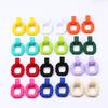 Foreign Trade Square Circle Simple Stud Earrings Spray Rubber Paint Earrings Acrylic Ear Jewelry Women