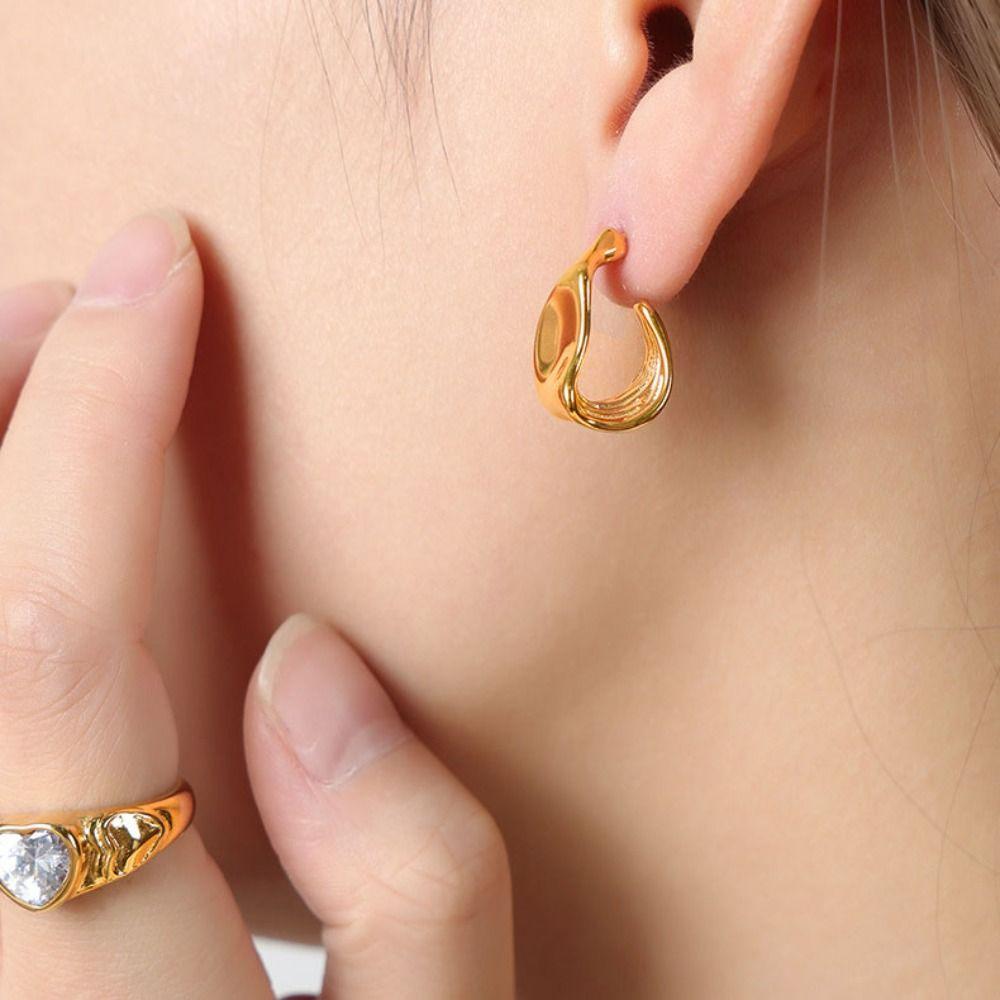 Stainless Steel Geometric Earrings Fashion Women Jewelry Retro Earring Jewelry  Birthday Gift