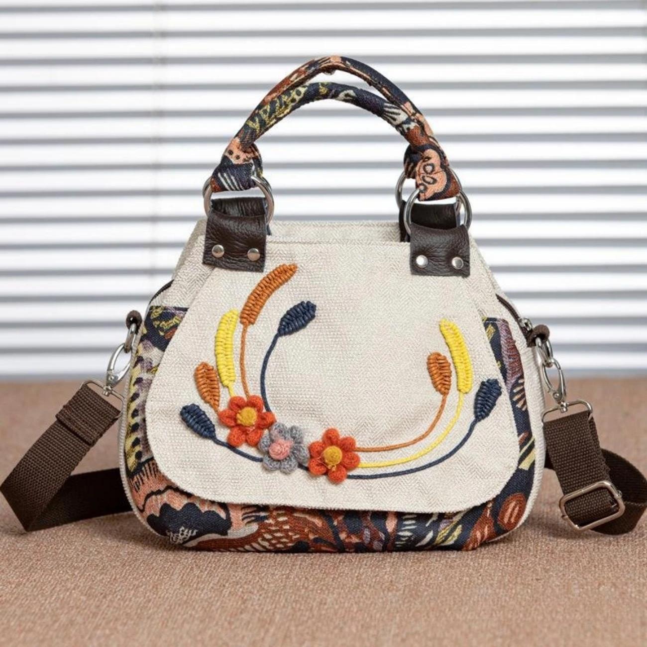 

Сумка для женщин среднего возраста, сумка для матери, литературная сумка, сумка в этническом стиле, женская холщовая винтажная сумка, 2025, новый подарок бежевый