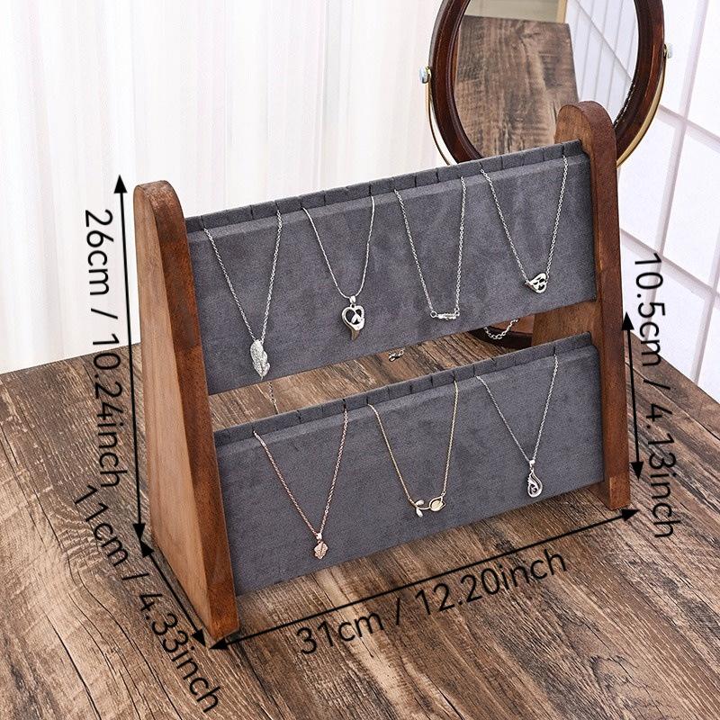 Jewelry Display Stand for Necklace Wooden Jewelry Storage Holder for Pendant Bracelet Display Props Home Shop Counter Shows Rack