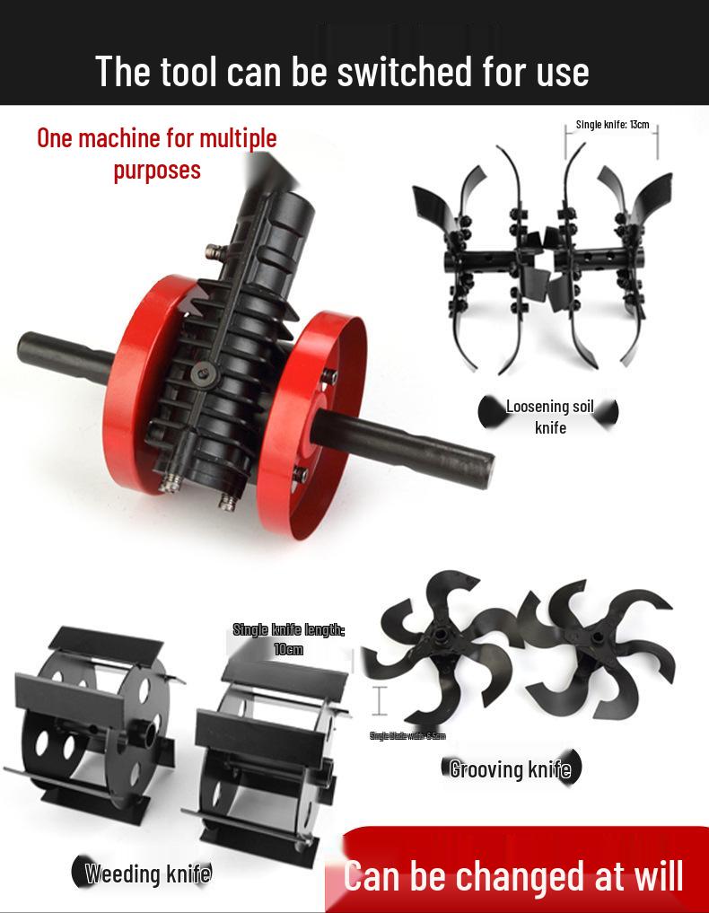 Atașament Multifuncțional de Dezburuienat cu Roată pentru Motocoasă pentru Cosit și Săpat