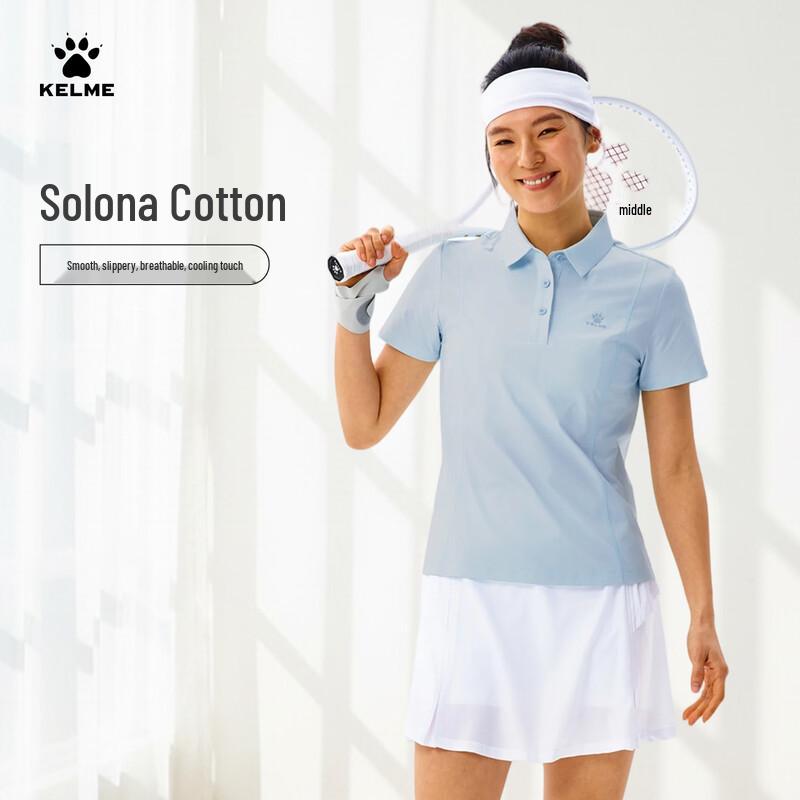KELME Damen Kurzarm-Poloshirt mit Baumwollgefühl und Schnelltrocknung