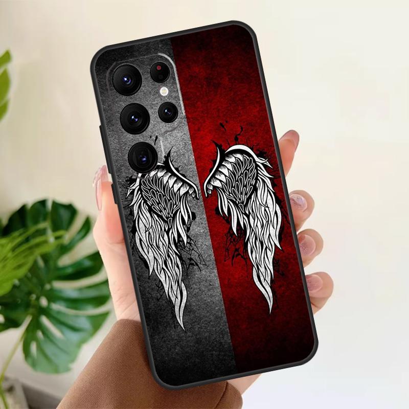 Wings Angel Devil Soft Case For Samsung Galaxy S21 S22 S23 S24 S25 Ultra S9 S10 Plus S20 FE S24 FE Phone Cover