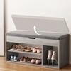 Household Shoe Changing Ottoman with Shoe Organizer Flip Top Storage Soft Bench Multifunctional Stool for Living Room Entrance
