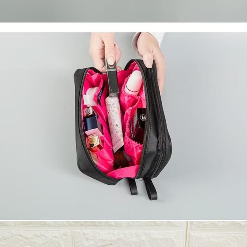 Nylon Double Zipper Travel Cosmetic Bag