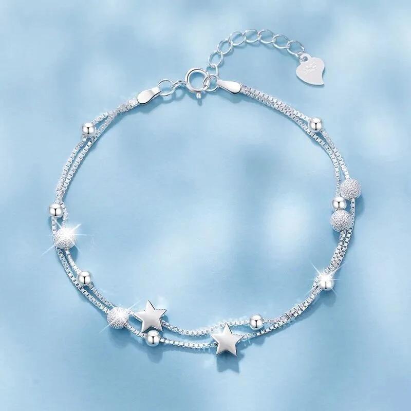 925 Silver Lucky Bead Bracelets Woman Fashion Elegant Multi-layer Adjustable Ball Bracelet Luxury Party Jewelry Gifts