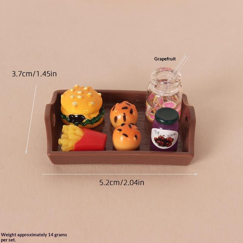 Miniature Fast Food Toy Set Lifelike Tiny Snack Model Odorless for Dollhouse Accessory DIY Craft Preschool Education Puzzle Toy