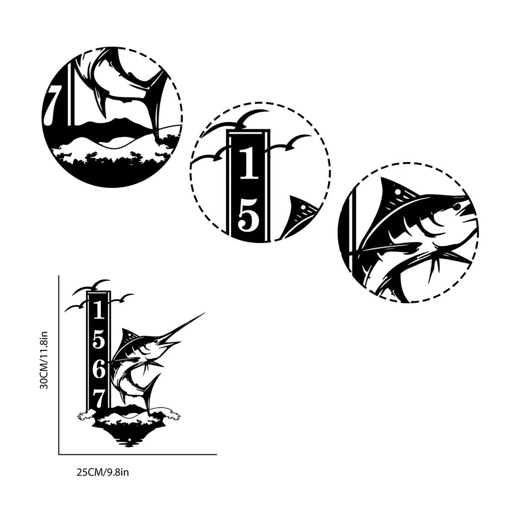 Metal Marlin Fish Wall Art Outdoor Decor for Beach Home Garden