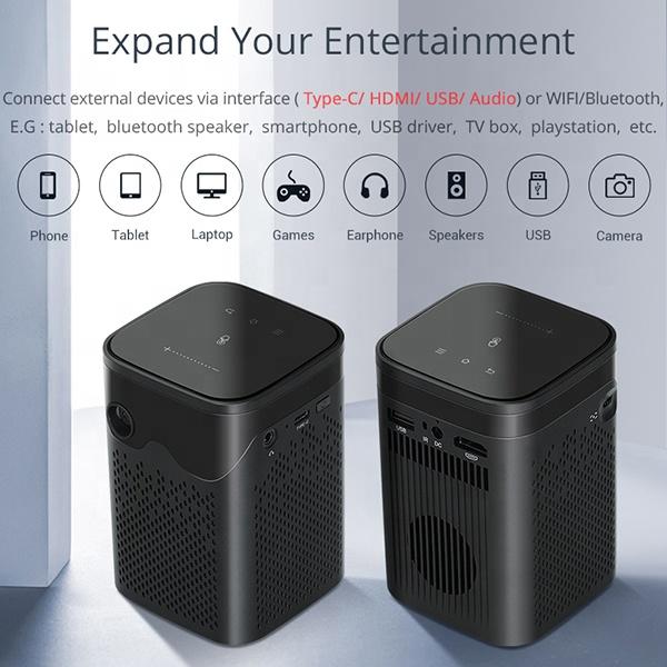 Mini DLP 4K-Laser Projector Home Theater 3D Cinema Movie Video TV 480P Rechargeable Movie Portable Outdoor Mini Gaming Projector