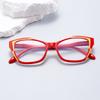 New Fashion Cat-Eye Anti-Blue Light Reading Glasses Two-Color Splicing Presbyopia Glasses Neutral Farsightedness Glasses +4.0