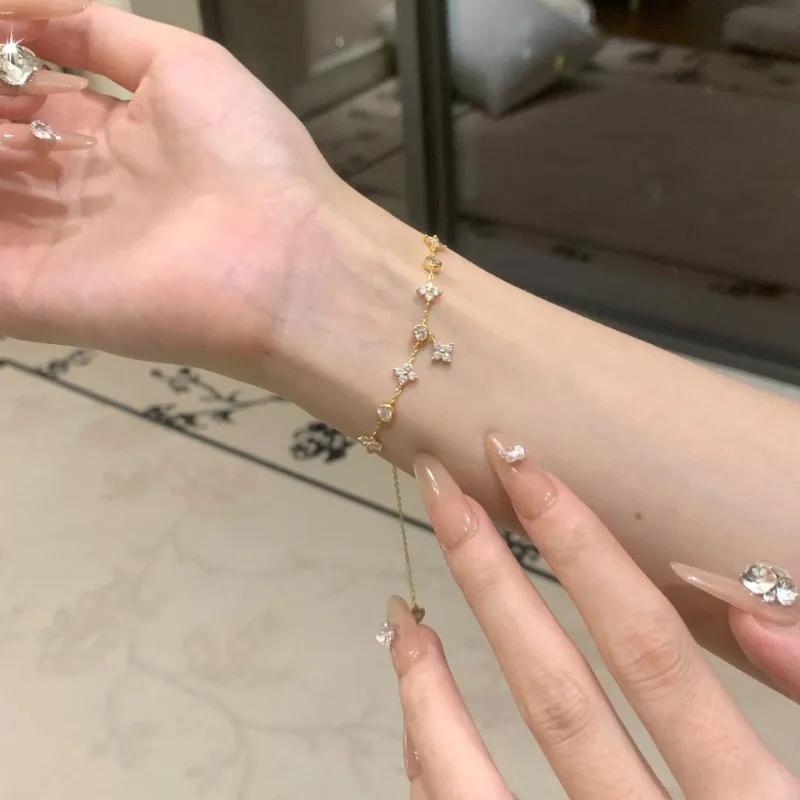 Silver Plated Clover Bracelet with Sparkling Cubic Zirconia Delicate Elegant Jewelry for Women Ideal Gift for Any Occasion