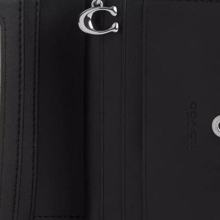 Coach Snap Wallet 11 Classic Monogram Signature Jacquard With Fine Calfskin Women Wallet Silver Oak Maple CU991-SVS8S