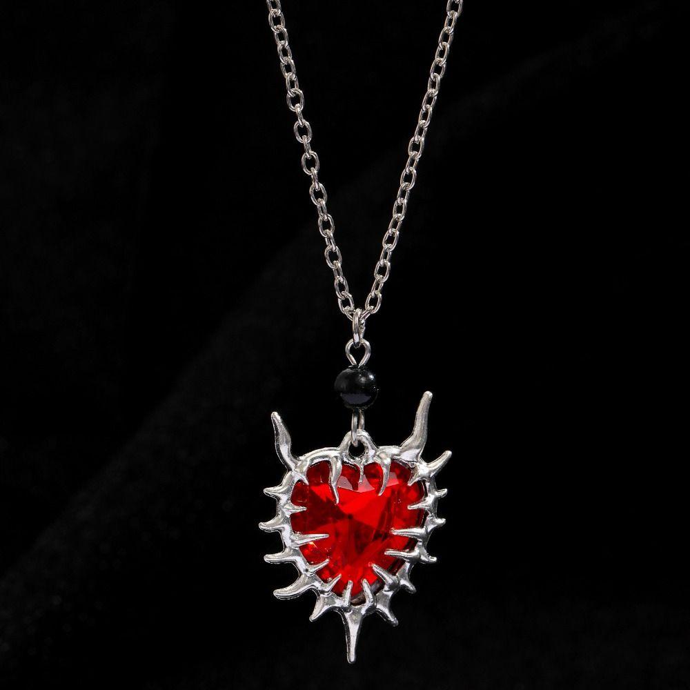 Zinc Zinc Alloy Black Necklace Earring Set Luxury Dangle Earrings Set Thorn Love Pendant Necklace  Gift