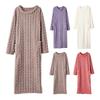 Women's Flannel Nightgown Fuzzy Plush Warm Crewneck Sleepwear Loose Winter Pullover Nightdress with Pockets