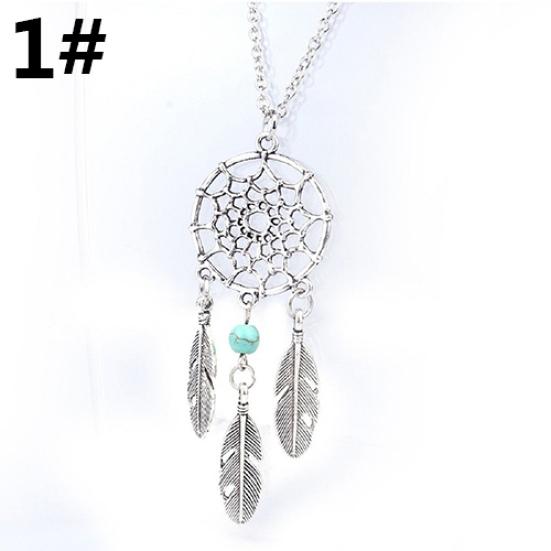 

Жіноче вінтажне бірюзове пір я, ювелірні вироби, намисто, ланцюжок, ловець снів